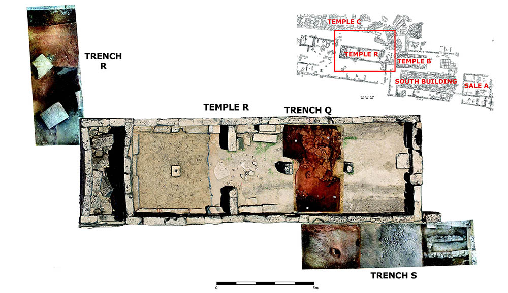 Illustrated diagram of three trenches on the site.