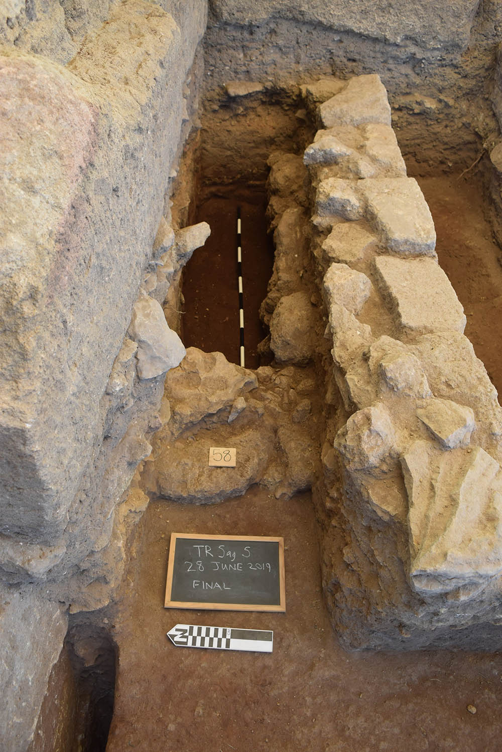 View of a trench during excavation.