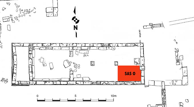 State plan of Temple R with indication of Trench O