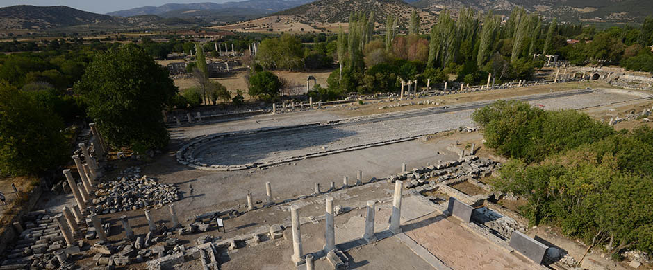Overhead view of the excavation at Aphrodisias.
